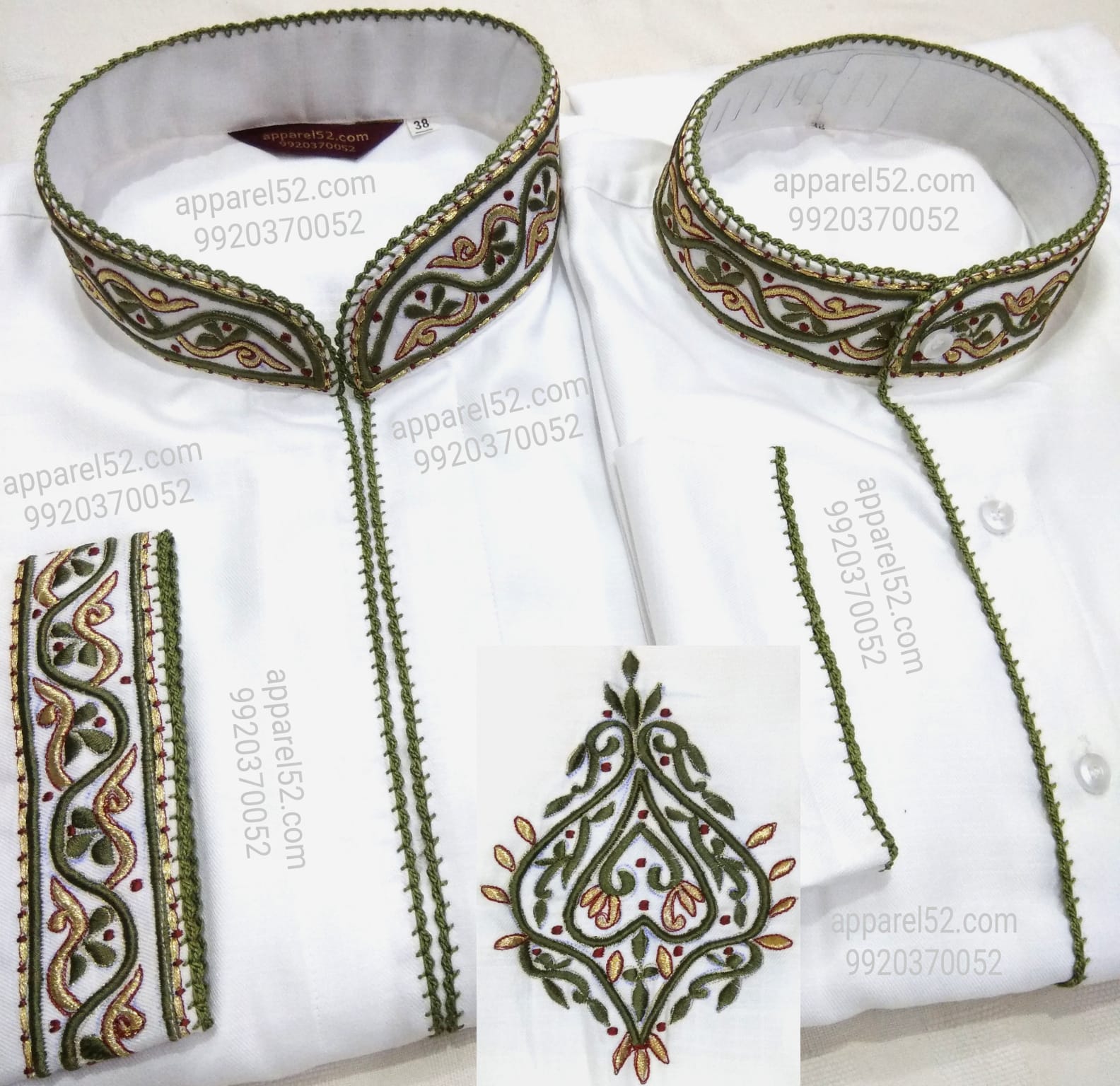  Mehendi Green and Golden embroidery work